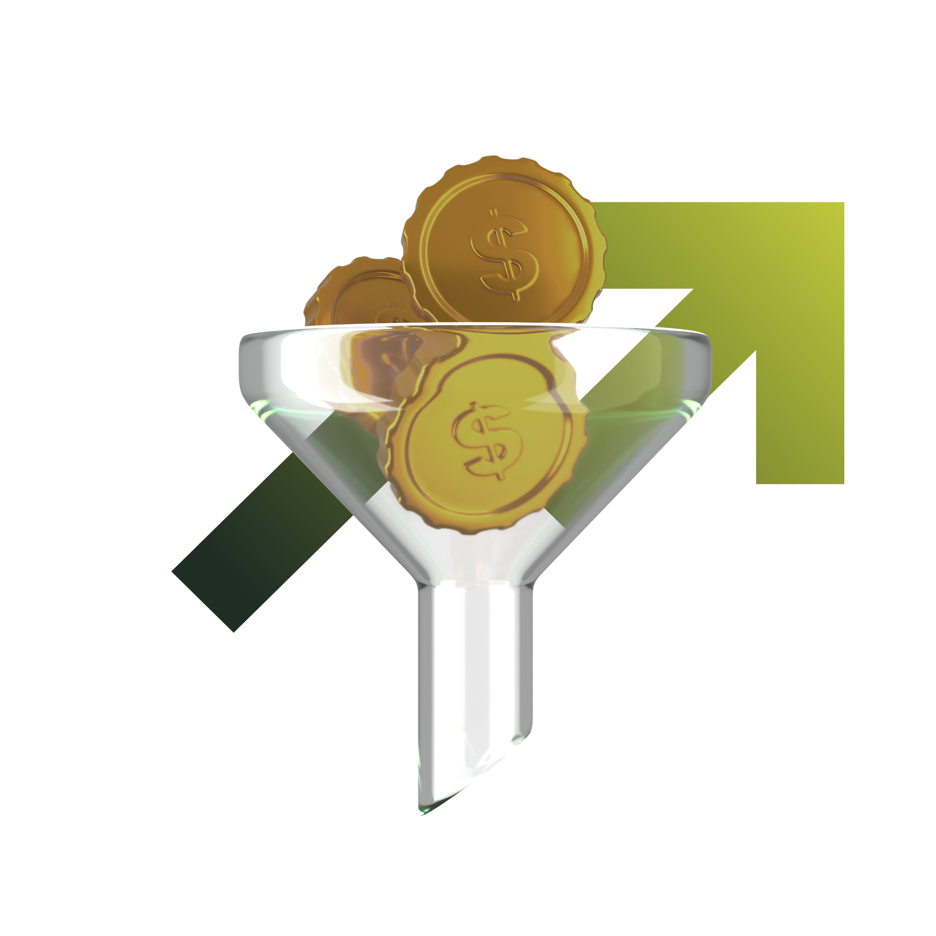 Marketing funnel with growth arrow
